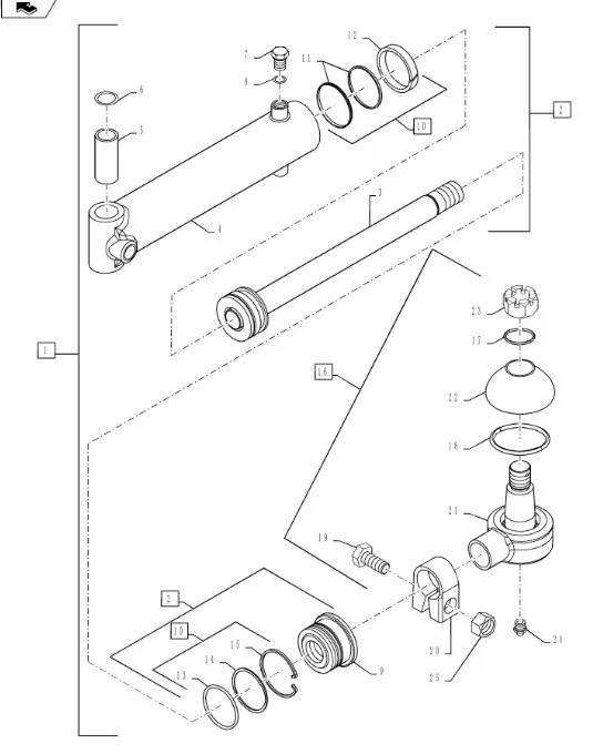 87455648 - Цилиндр прав. рул. с рул. наконечн. в сб. моста пер. DS 4кл. TGT8./Mg.